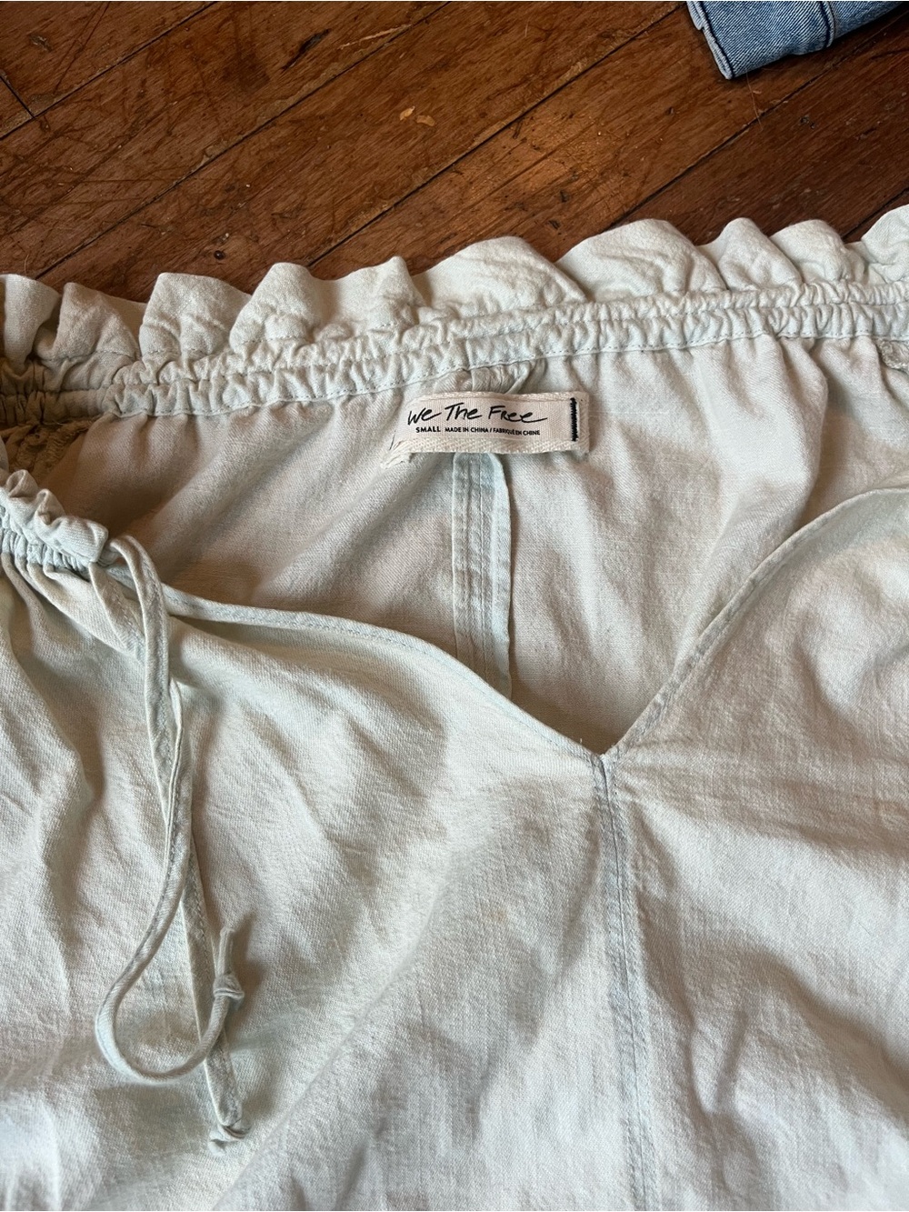 We The Free Cream Peasant Top with Tie-Detail Sleeves 100% cotton